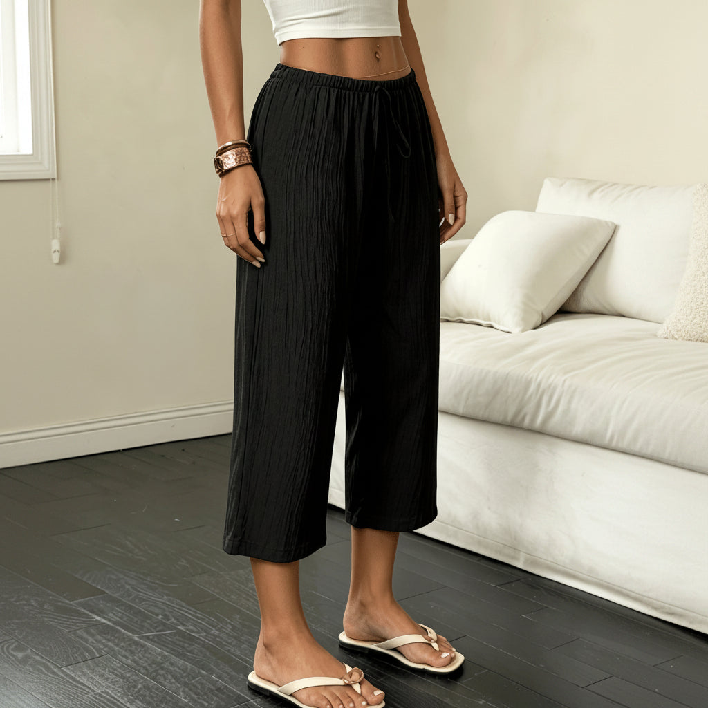 Plissierte Cropped-Sommerhose