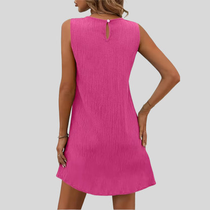 Women Sleeveless Swing Dress Round Neck Flowy Summer Casual Outfit