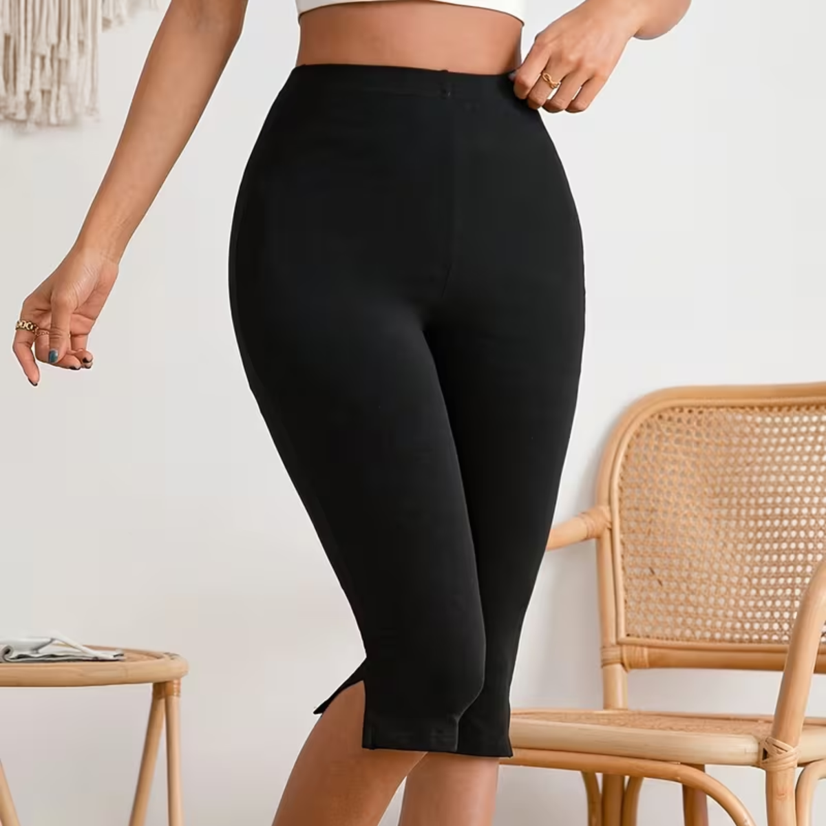 Hoch taillierte Capri-Stretch-Leggings