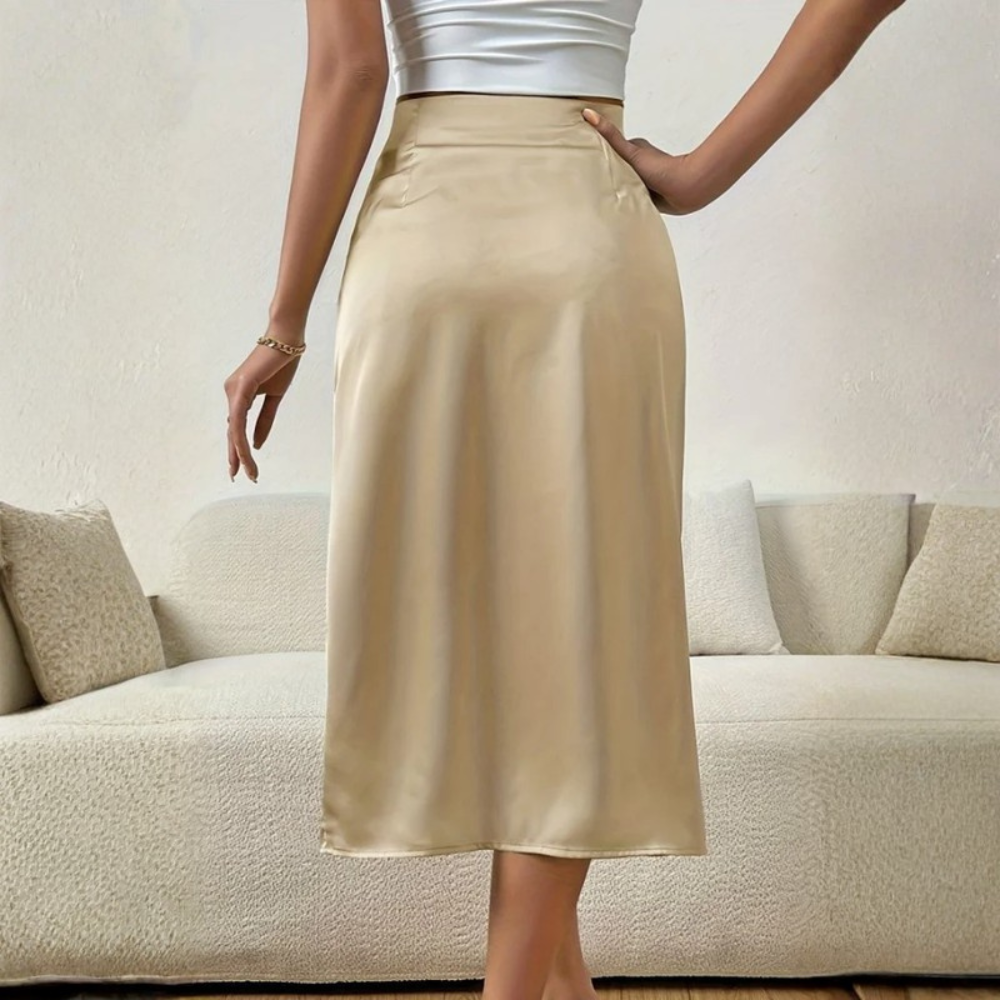 Elegant Midi Slit High Waist Skirt