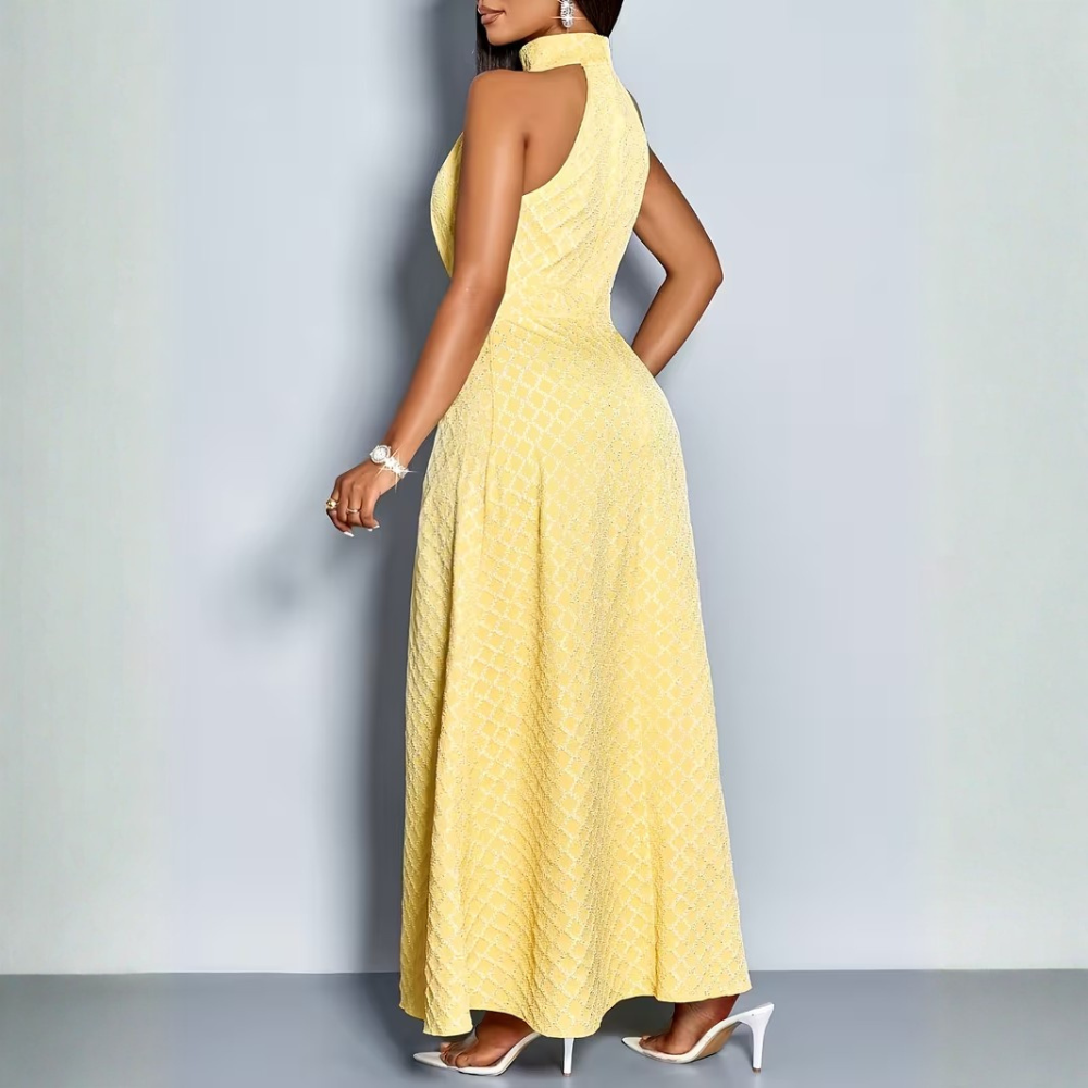 Texturiertes Neckholder A-Linien Maxikleid