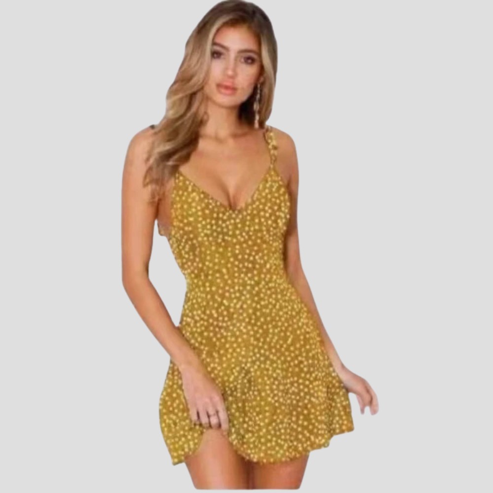 Women Polka Dot Camisole Mini Dress Backless A Line