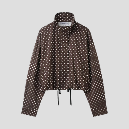 Damenjacke mit Rollkragen und Polka-Dots, langärmliger Freizeitmantel