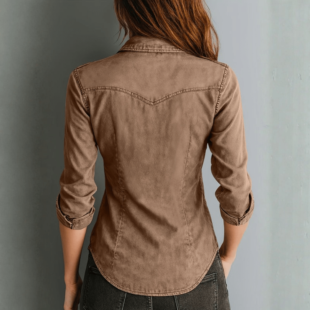 Vintage Washed Button Down Shirt With Slim Fit Tailored Style