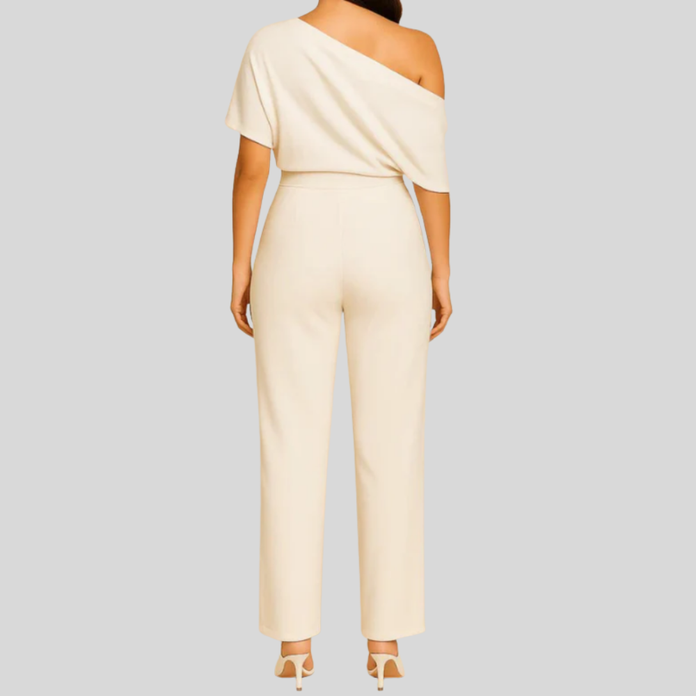 Women Elegant Wide Leg Jumpsuit Tie Waist Smart Casual Outfit