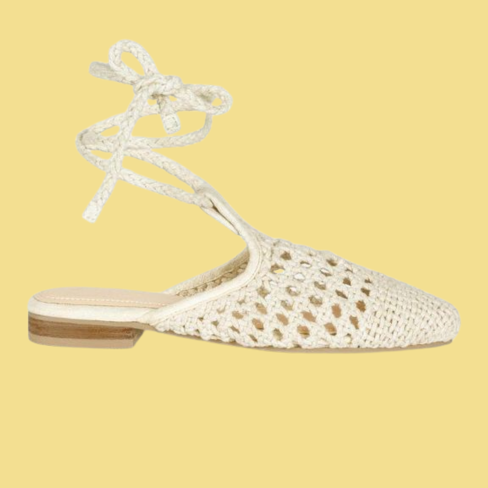 Handwoven Tie Up Flat Mules