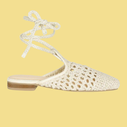 Handwoven Tie Up Flat Mules