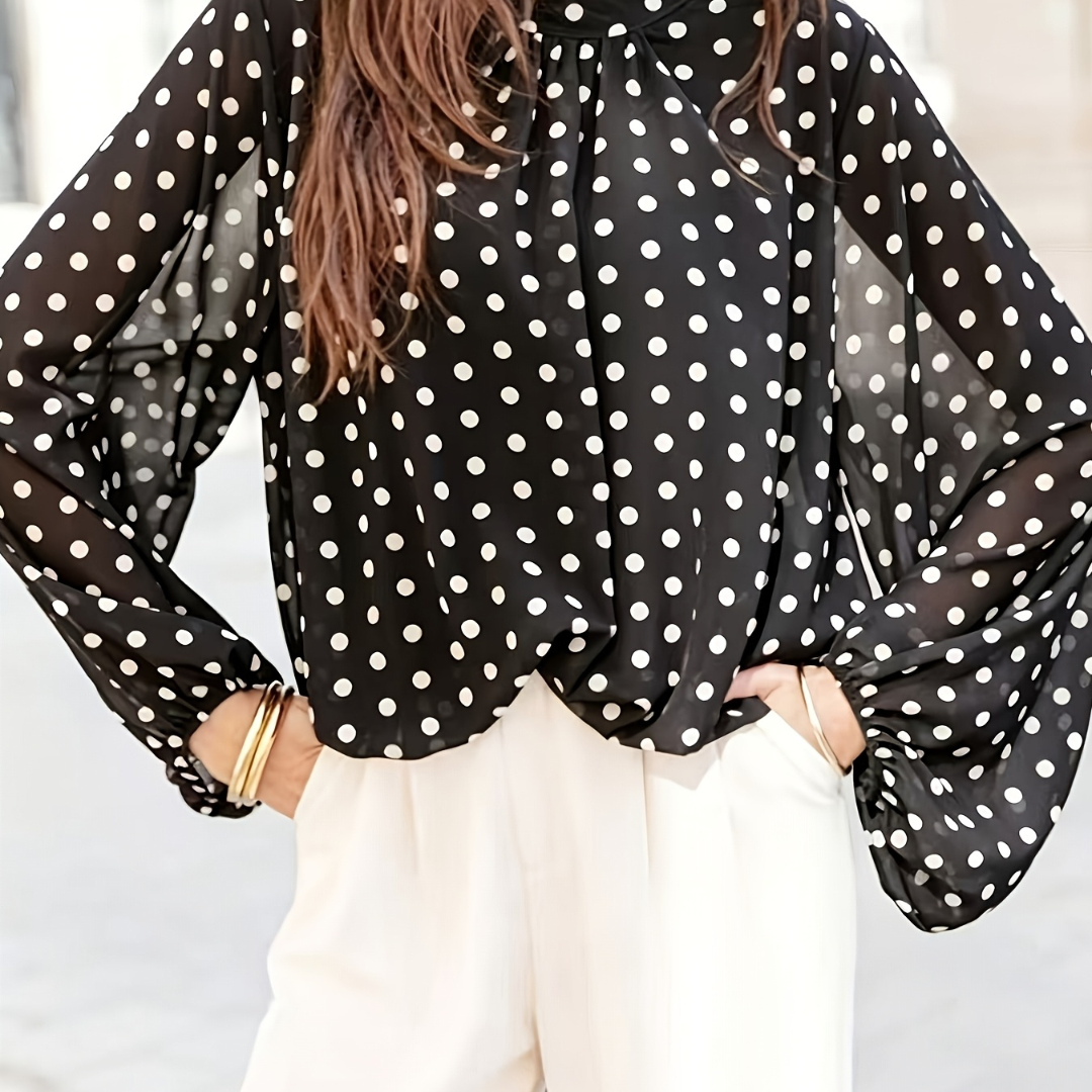Transparente Bluse mit Polka-Dots