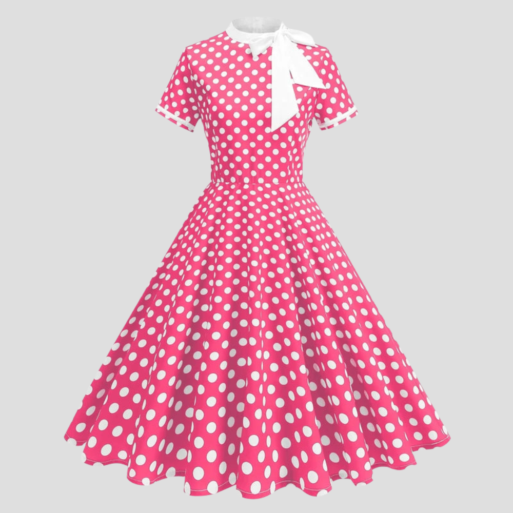 Women Polka Dot Vintage Swing Dress Elegant Summer Party