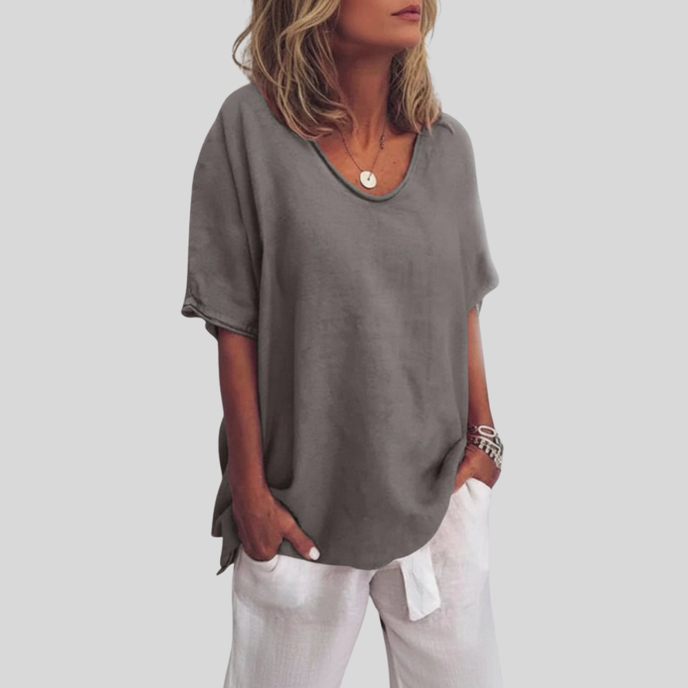 Women Relaxed V Neck Blouse Lightweight Summer Casual Top
