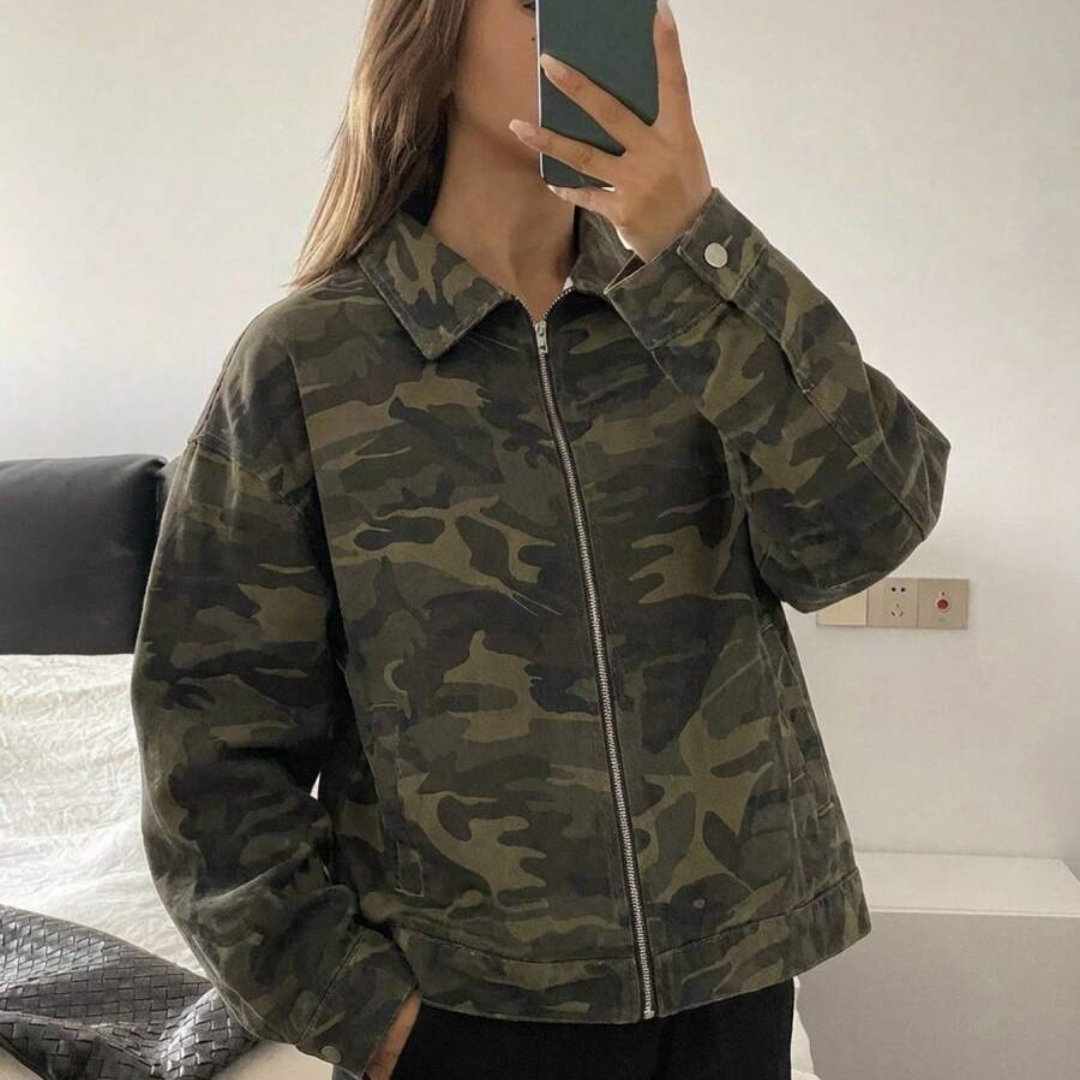 Oversize-Jacke mit Camouflage-Muster