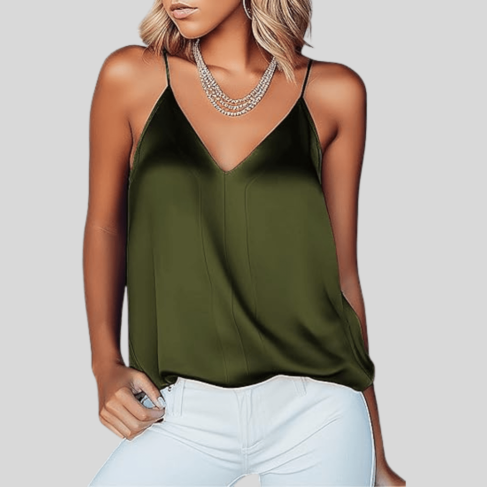V Neck Cami Top Adjustable Strap Sleeveless