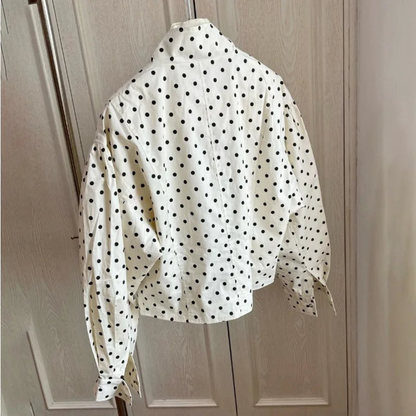 Damenjacke mit Polka-Dots, Stehkragen, Freizeitmantel