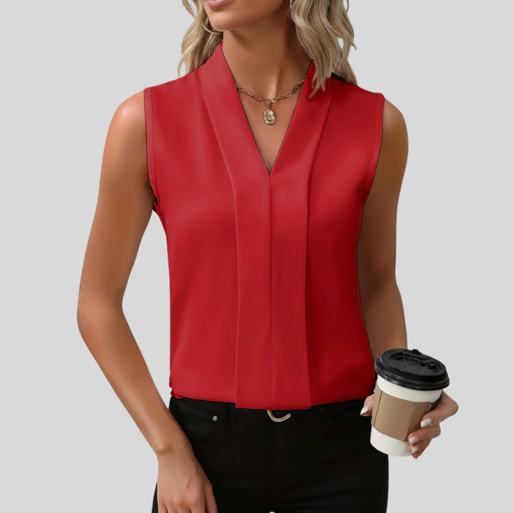 Women Sleeveless V Neck Tank Top Loose Fit Casual Summer Top