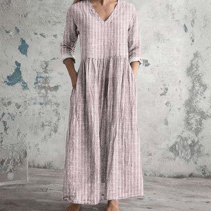 Gestreiftes Leinen-Maxikleid