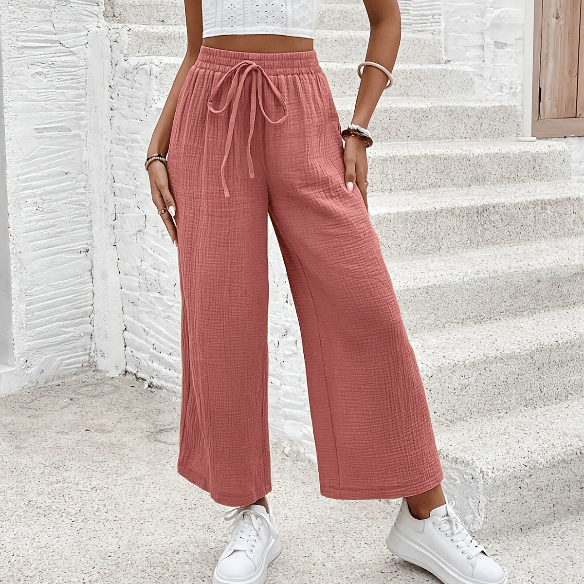 Leichte bedruckte Cropped-Hose