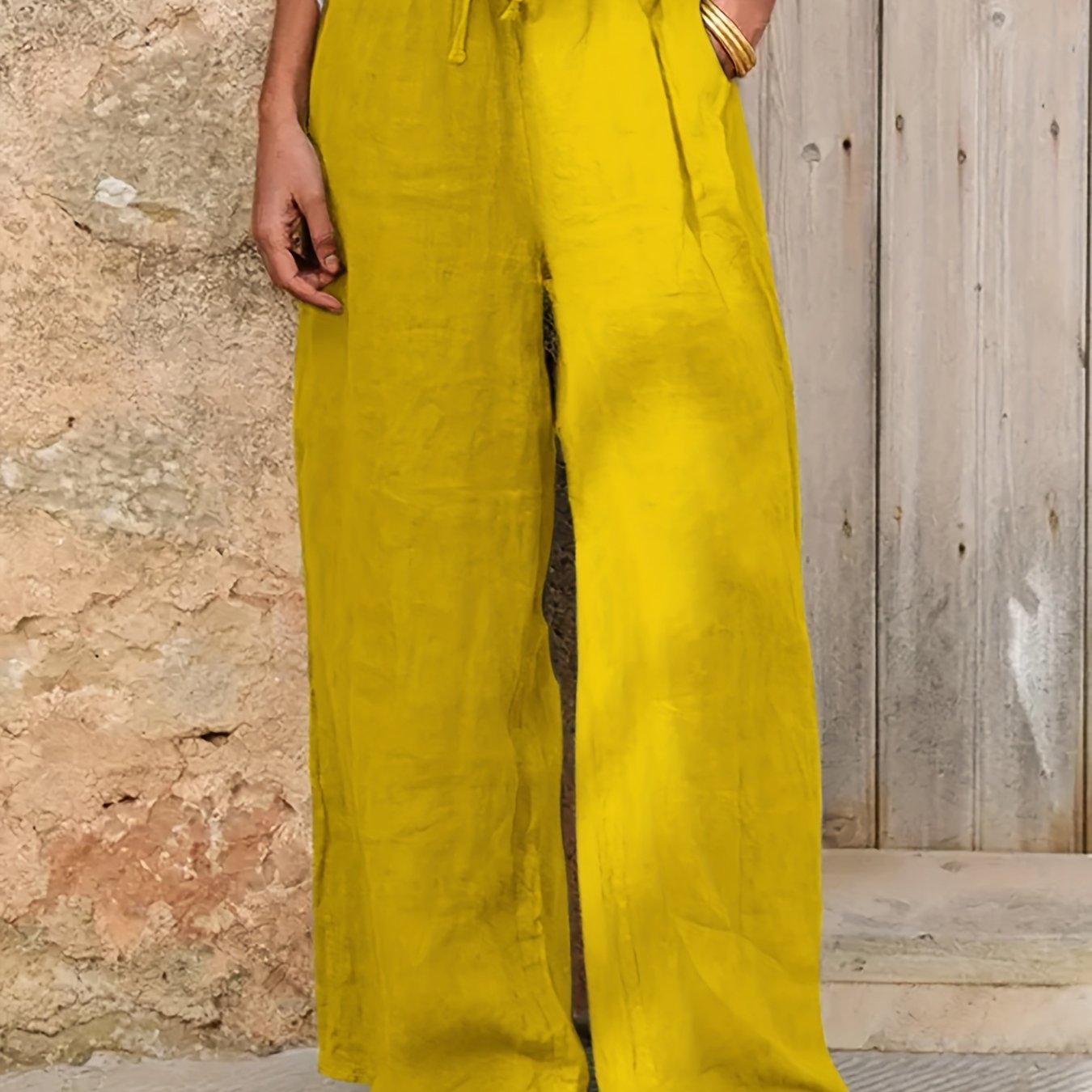 Straight Leg Wide Linen Pants
