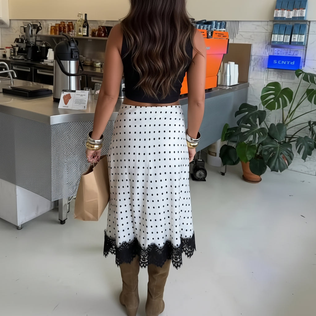 Eleganter Premium-Party-Halber Rock im Polka-Dot-Patchwork-Stil