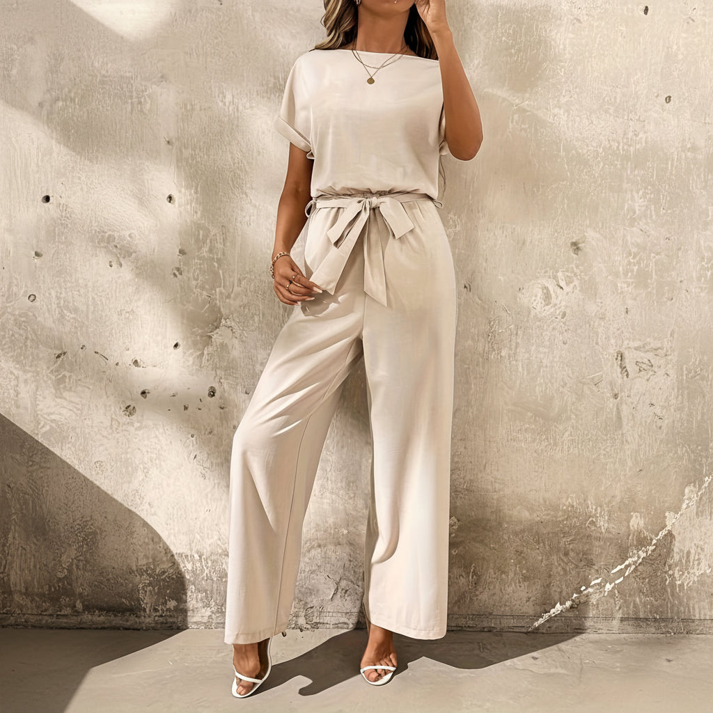 Elegantes Spitzen-Patchwork-Hosen-Set
