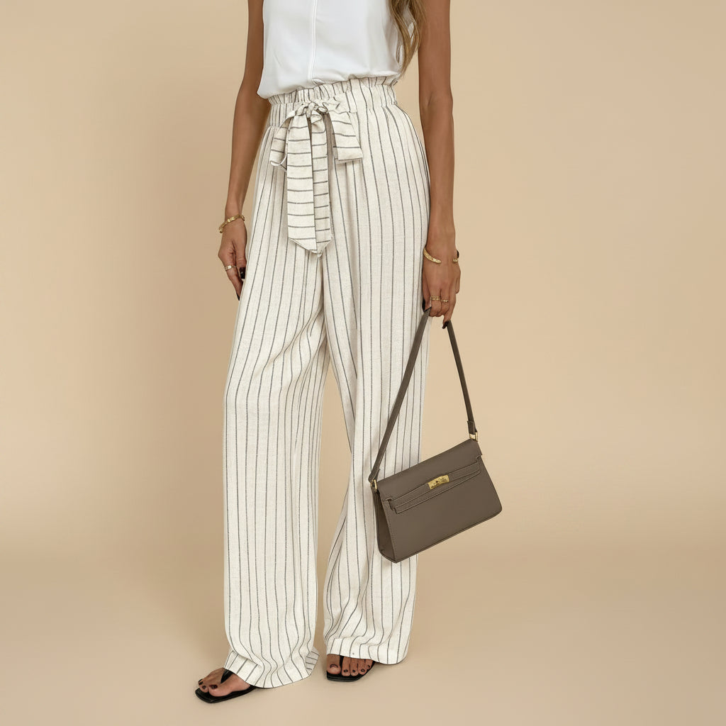 Hohe Taille weite Leinenhose