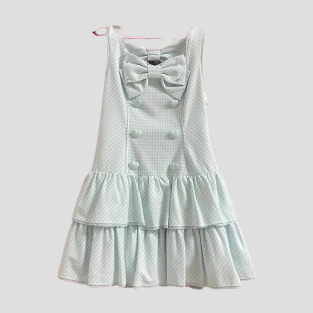 Women Kawaii Polka Dot Mini Dress Bow Strap Cute Party