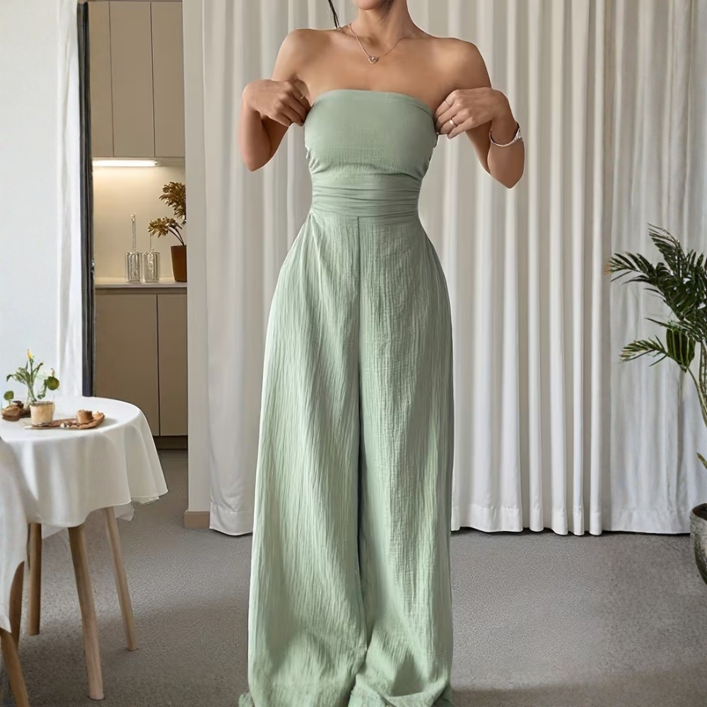 Elegant Strapless Jumpsuit for Summer Commuting