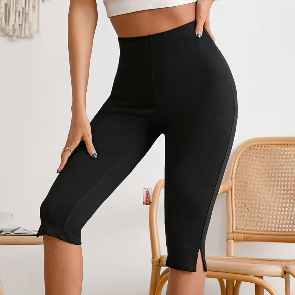 Hoch taillierte Capri-Stretch-Leggings