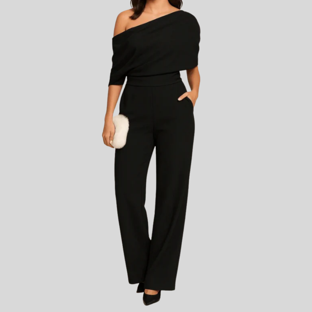 Women Elegant Wide Leg Jumpsuit Tie Waist Smart Casual Outfit