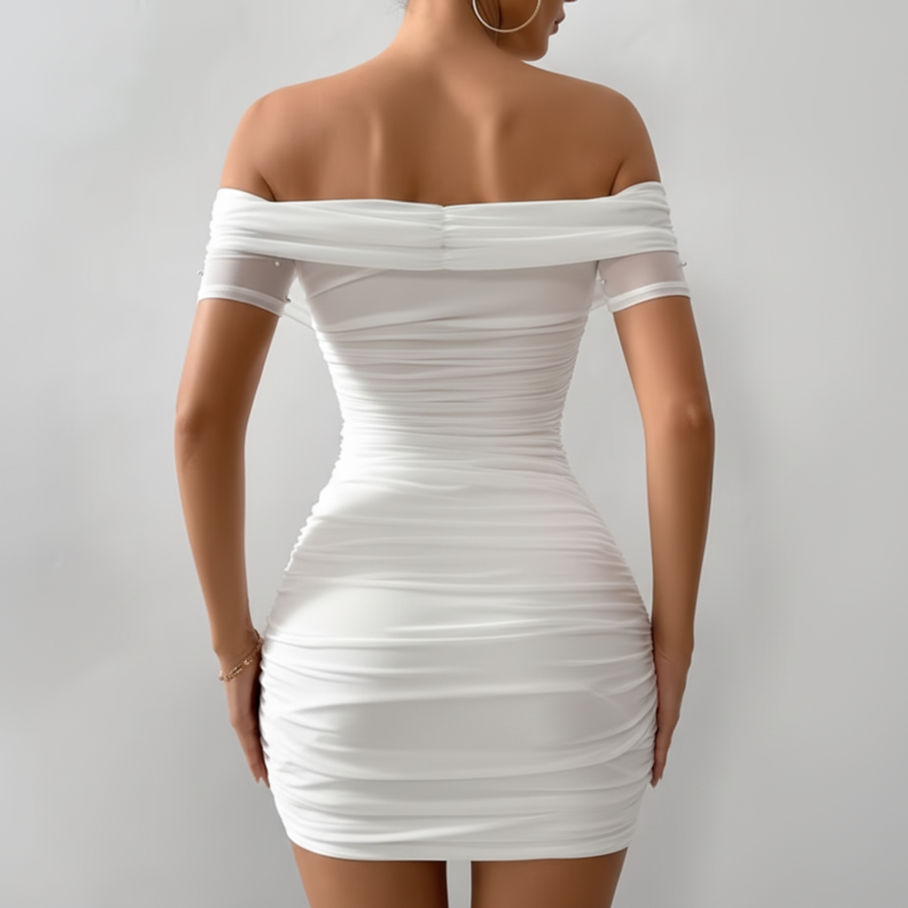 Sophisticated Women’s Off-Shoulder Accent Mini Dress for Modern Glamour