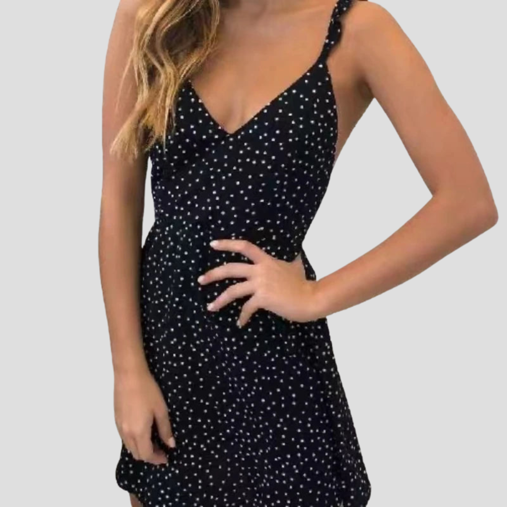 Women Polka Dot Camisole Mini Dress Backless A Line