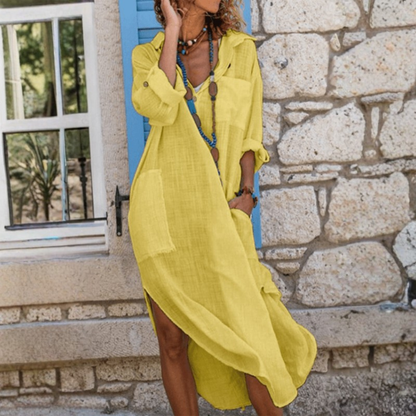 Women Oversized Linen Dress Relaxed Fit Summer Casual Outfit