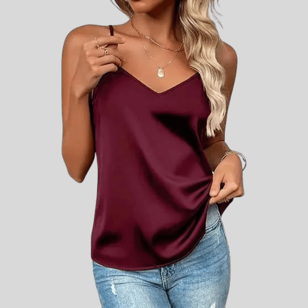 V Neck Cami Top Adjustable Strap Sleeveless