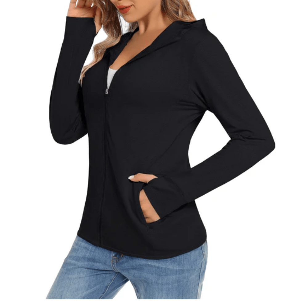 Lightweight Zip Up Hooded Sun Protection Jacket