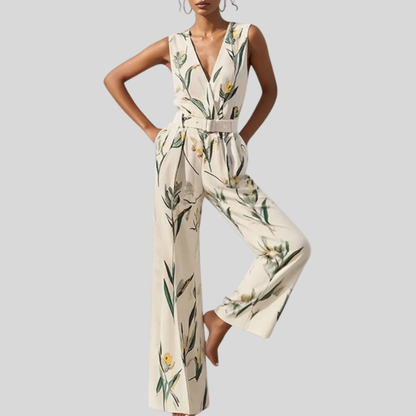 Women Botanical Wide Leg Jumpsuit Elegant Summer Wedding Outfit