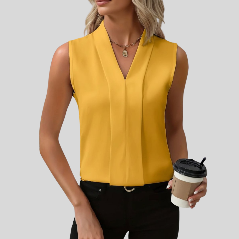 Women Sleeveless V Neck Tank Top Loose Fit Casual Summer Top