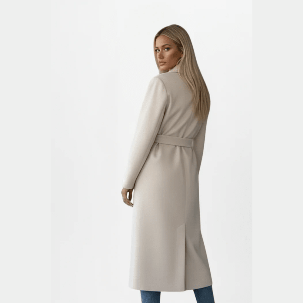 Elegant Long Coat with Belted Waist