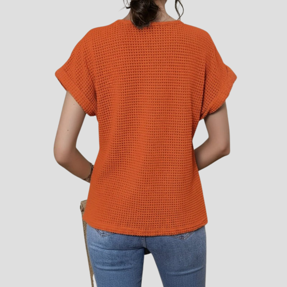 Damen T-Shirt mit Rundhalsausschnitt, kurzärmelig, locker fallend, lässiges Alltagsoberteil