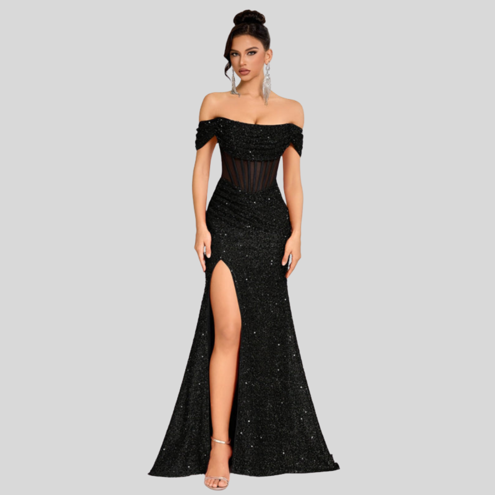 Vestido de Lentejuelas de Un Hombro