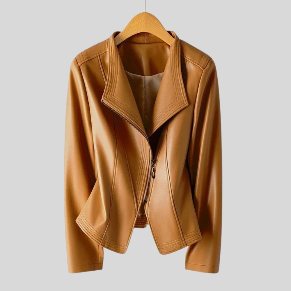 Women Jacket Asymmetrical Zip V Collar Casual Outerwear