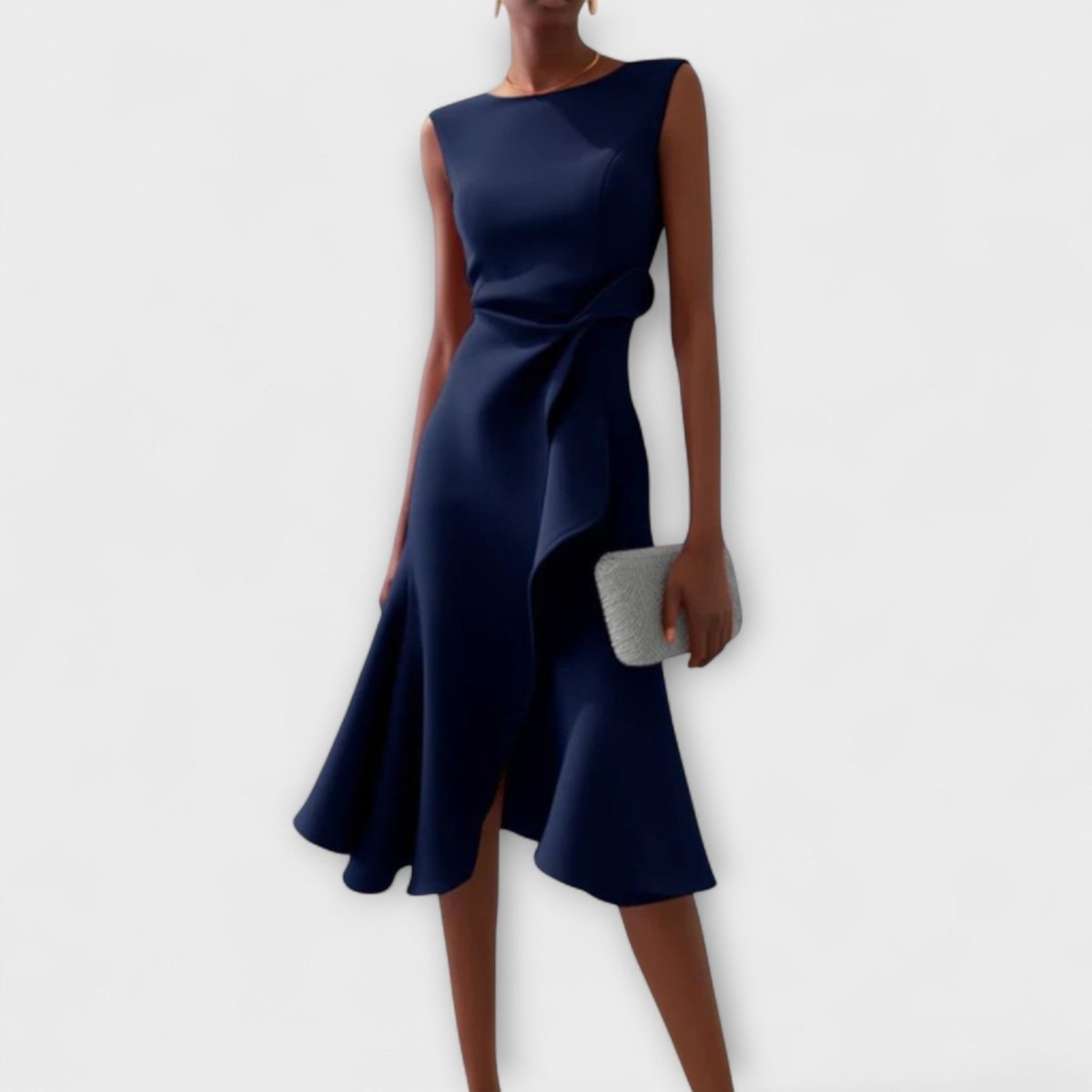 Elegant Sleeveless Midi Dress With Sculpted Fit