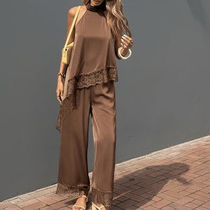 Asymmetrische Saum-Sets mit Spitzenbesatz