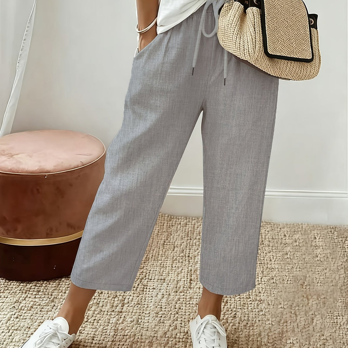 Cropped-Sommerhose mit elastischem Bund