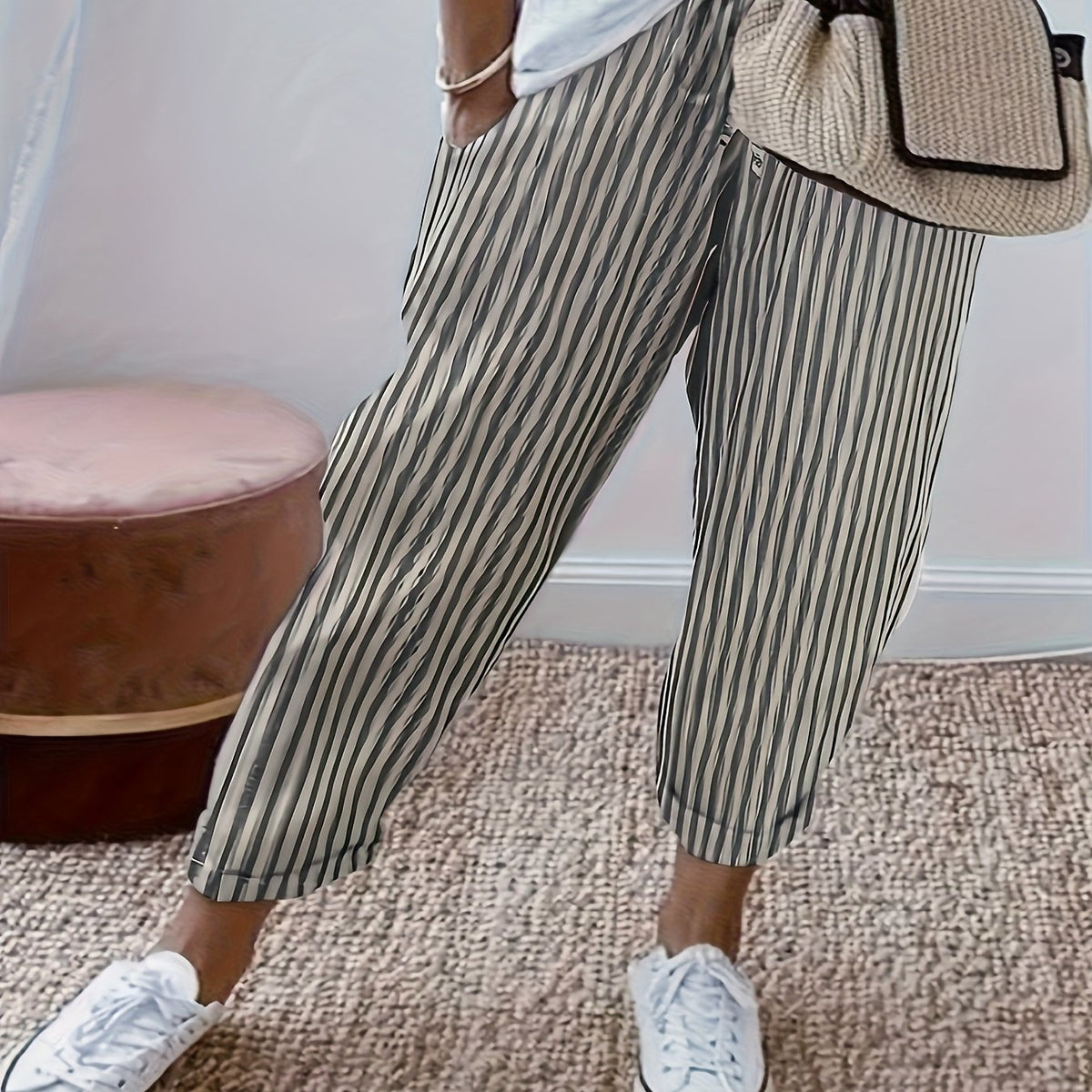 Gestreifte Cropped-Sommerhose