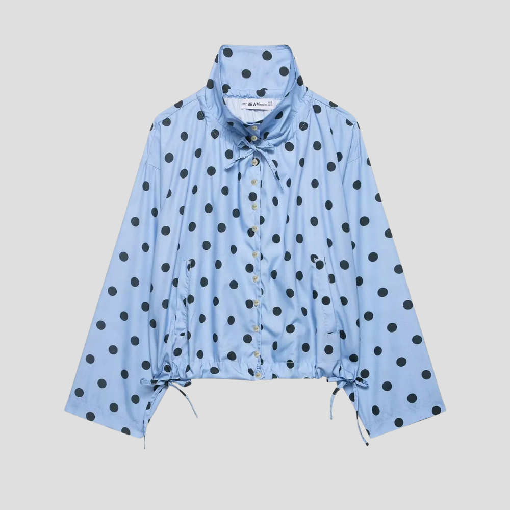 Women Polka Dot Jacket Long Sleeve Casual Short Coat