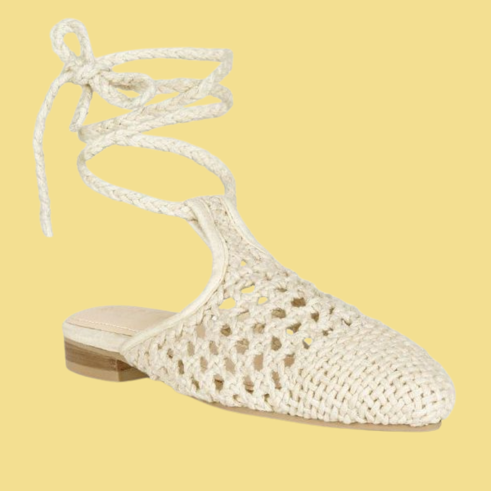 Handwoven Tie Up Flat Mules