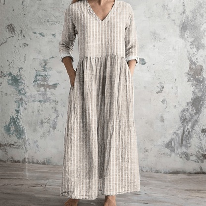 Gestreiftes Leinen-Maxikleid