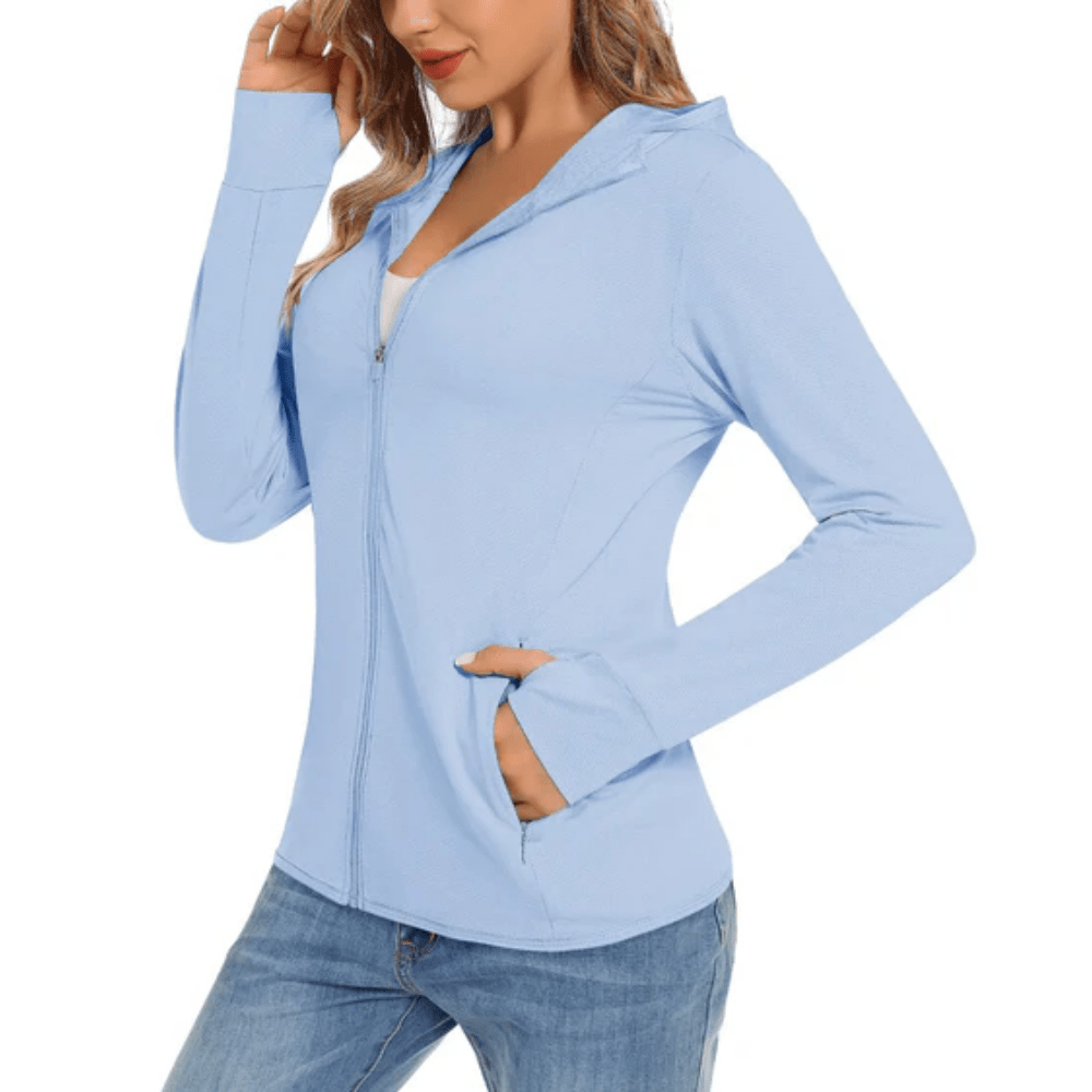 Lightweight Zip Up Hooded Sun Protection Jacket