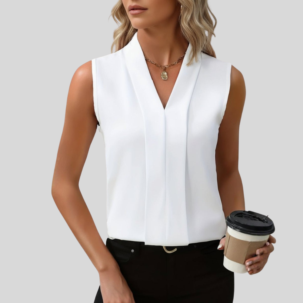 Women Sleeveless V Neck Tank Top Loose Fit Casual Summer Top
