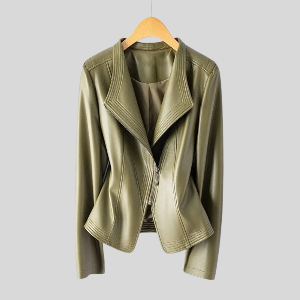 Women Jacket Asymmetrical Zip V Collar Casual Outerwear