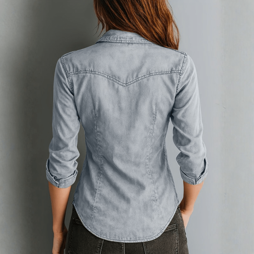 Vintage Washed Button Down Shirt With Slim Fit Tailored Style
